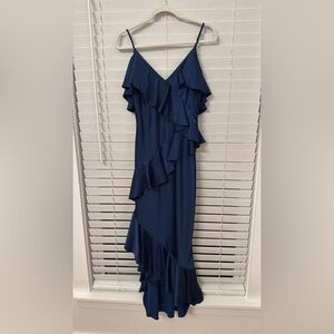 Abercrombie & Fitch Navy Ruffled V-Neck Women’s Dress Worn Once